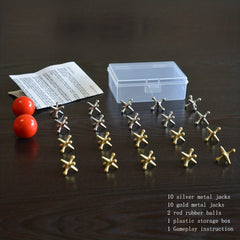 23pcs Retro Metal Jacks Game Set For Adults, 20 Jacks & 2 Balls