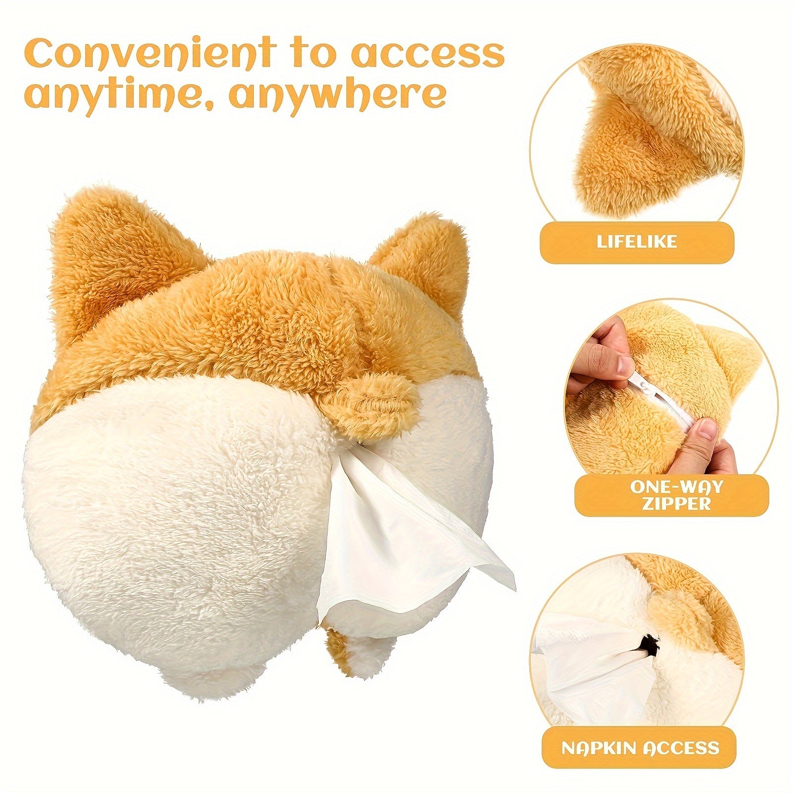 Corgi Butt Car Tissue Holder Napkin Box Backseat Hanging Case