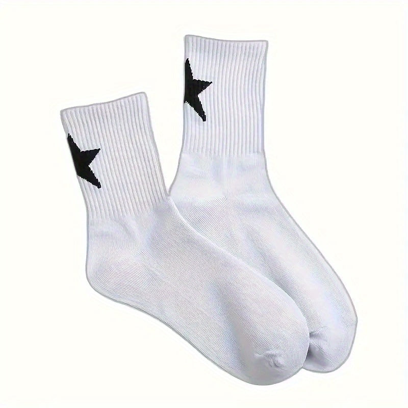 5 Pairs Star Printed Quarter Socks Breathable Sports Basketball Versatile Socks