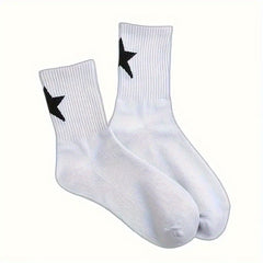 5 Pairs Star Printed Quarter Socks Breathable Sports Basketball Versatile Socks