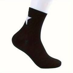 5 Pairs Star Printed Quarter Socks Breathable Sports Basketball Versatile Socks