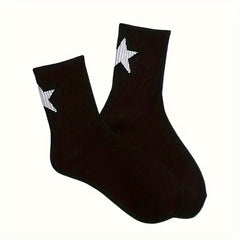 5 Pairs Star Printed Quarter Socks Breathable Sports Basketball Versatile Socks