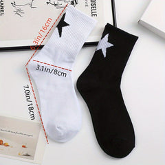5 Pairs Star Printed Quarter Socks Breathable Sports Basketball Versatile Socks