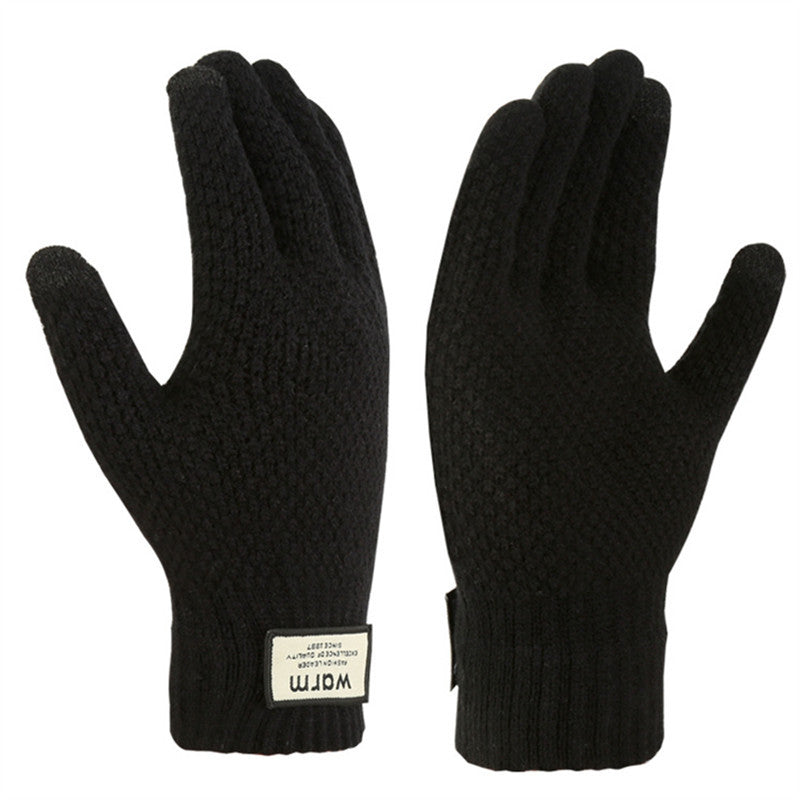 Non Slip Knitted Winter Gloves Plush Windproof for Outdoor Sports