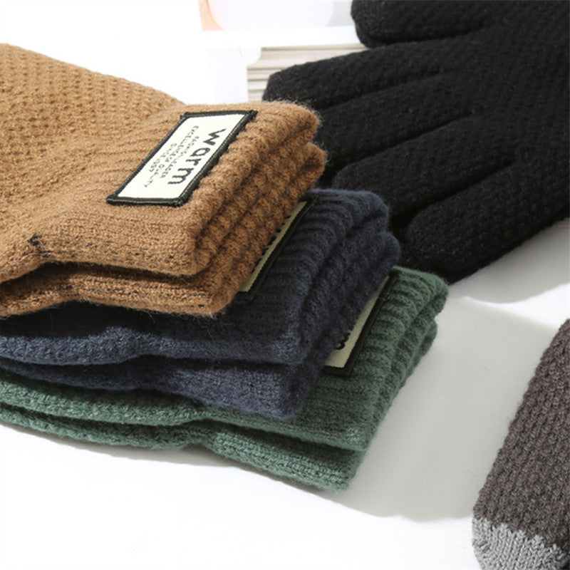 Non Slip Knitted Winter Gloves Plush Windproof for Outdoor Sports