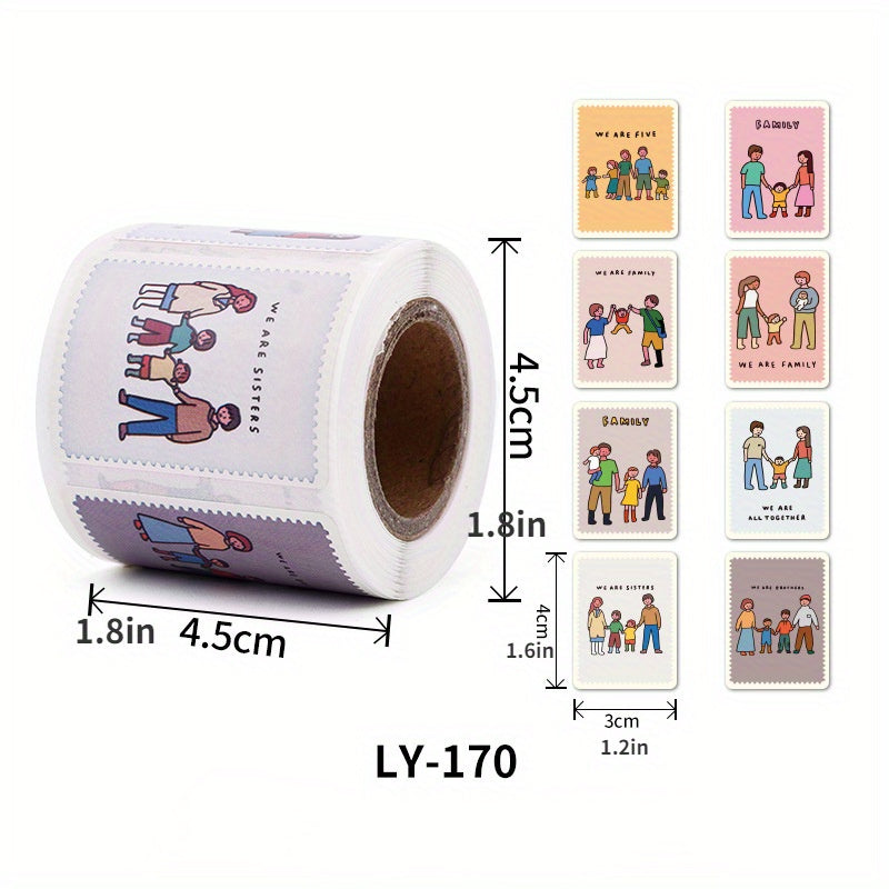 200pcs 1.6in 8 Sticker Family Label Stickers Circular Roll Sealin