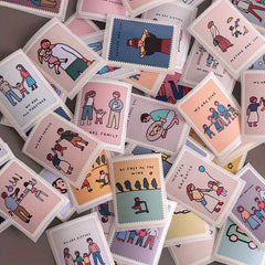 200pcs 1.6in 8 Sticker Family Label Stickers Circular Roll Sealin