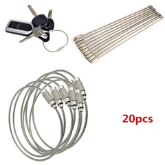 20pcs Stainless Steel Keychain Cable Rope for Outdoor Hiking Camp Travel