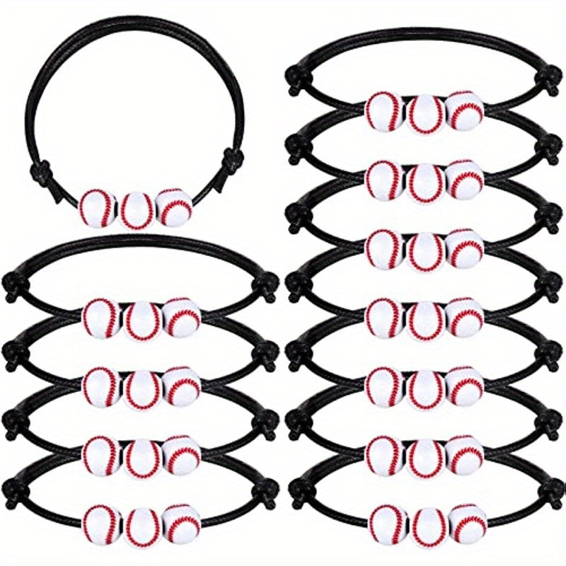 2 Pcs Baseball Bracelets Braid Beads Adjustable Charms Sports Birthday Favors
