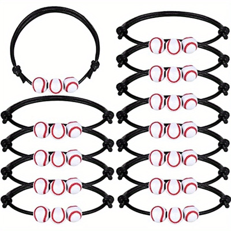 2 Pcs Baseball Bracelets Braid Beads Adjustable Charms Sports Birthday Favors