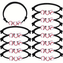 2 Pcs Baseball Bracelets Braid Beads Adjustable Charms Sports Birthday Favors