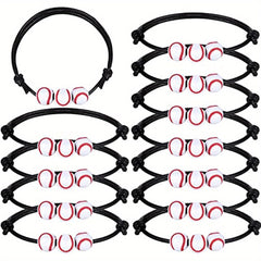 2 Pcs Baseball Bracelets Braid Beads Adjustable Charms Sports Birthday Favors
