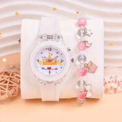 Set of 2 LED Princess Watches with Silicone Strap and Bracelet