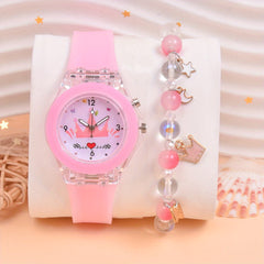 Set of 2 LED Princess Watches with Silicone Strap and Bracelet