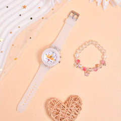 Set of 2 LED Princess Watches with Silicone Strap and Bracelet