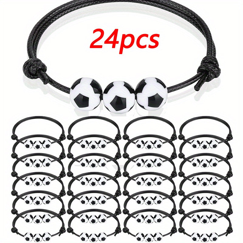 24 Pcs Sports Themed Bracelets Football Soccer Ball Charm Bracelets