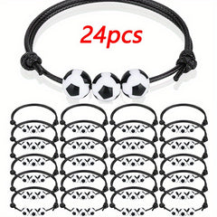24 Pcs Sports Themed Bracelets Football Soccer Ball Charm Bracelets
