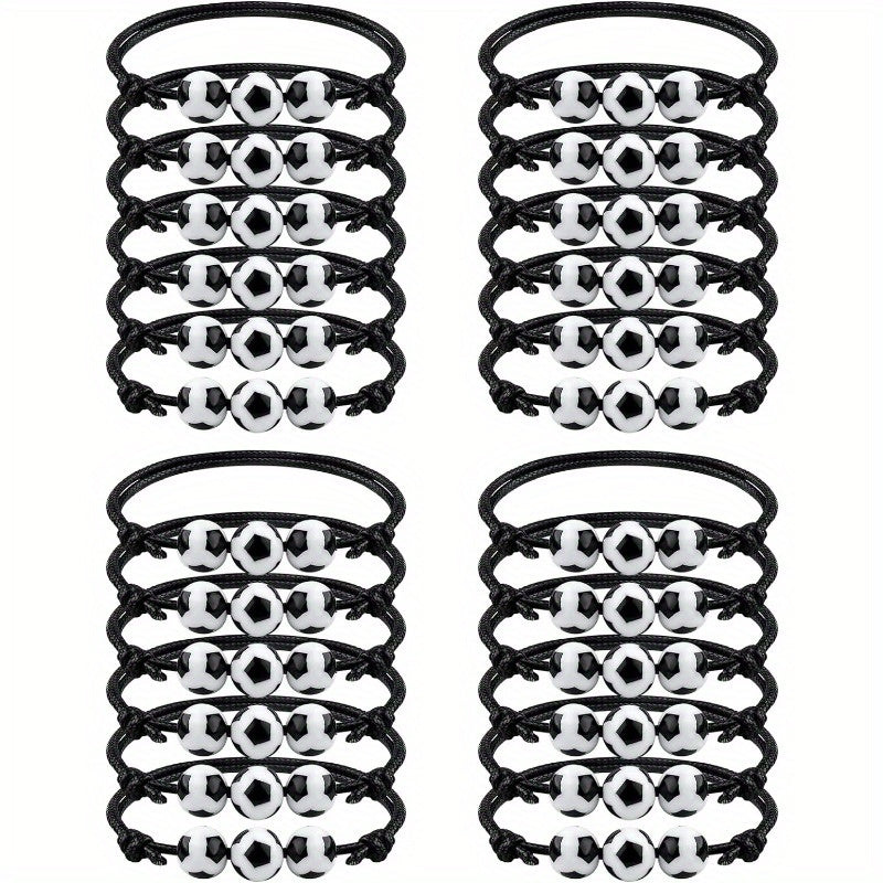 24 Pcs Sports Themed Bracelets Football Soccer Ball Charm Bracelets
