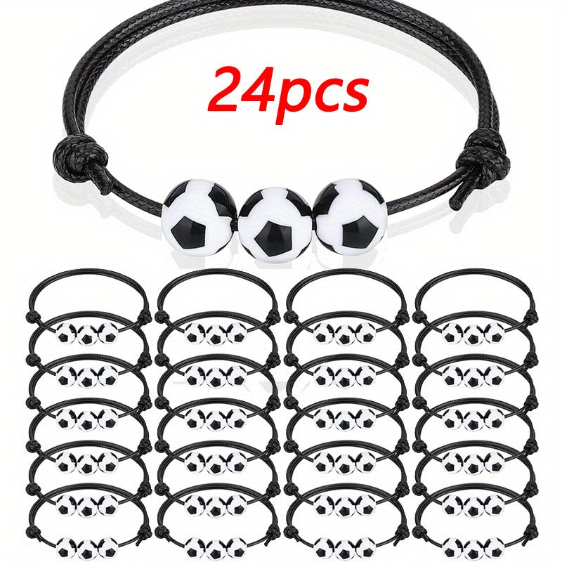 24 Pcs Sports Themed Bracelets Football Soccer Ball Charm Bracelets