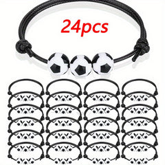 24 Pcs Sports Themed Bracelets Football Soccer Ball Charm Bracelets