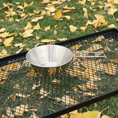 300ml Outdoor Stainless Steel Bowl w/ Folding Handle for Camping Picnic