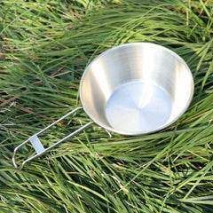 300ml Outdoor Stainless Steel Bowl w/ Folding Handle for Camping Picnic