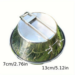 300ml Outdoor Stainless Steel Bowl w/ Folding Handle for Camping Picnic