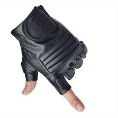 Men's Half Finger Leather Gloves for Sports and Riding