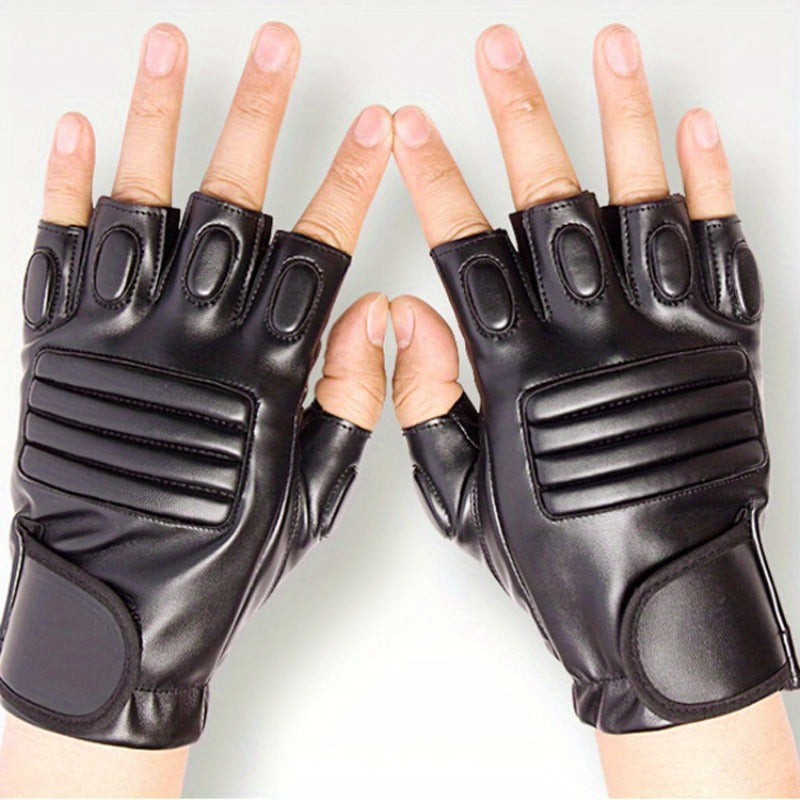 Men's Half Finger Leather Gloves for Sports and Riding