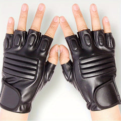 Men's Half Finger Leather Gloves for Sports and Riding