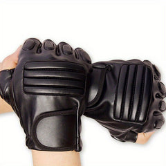 Men's Half Finger Leather Gloves for Sports and Riding