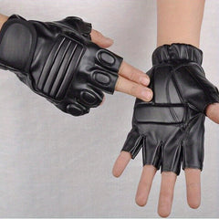 Men's Half Finger Leather Gloves for Sports and Riding