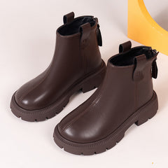 Kids Solid Ankle Boots with Side Zipper Comfy Casual Shoes
