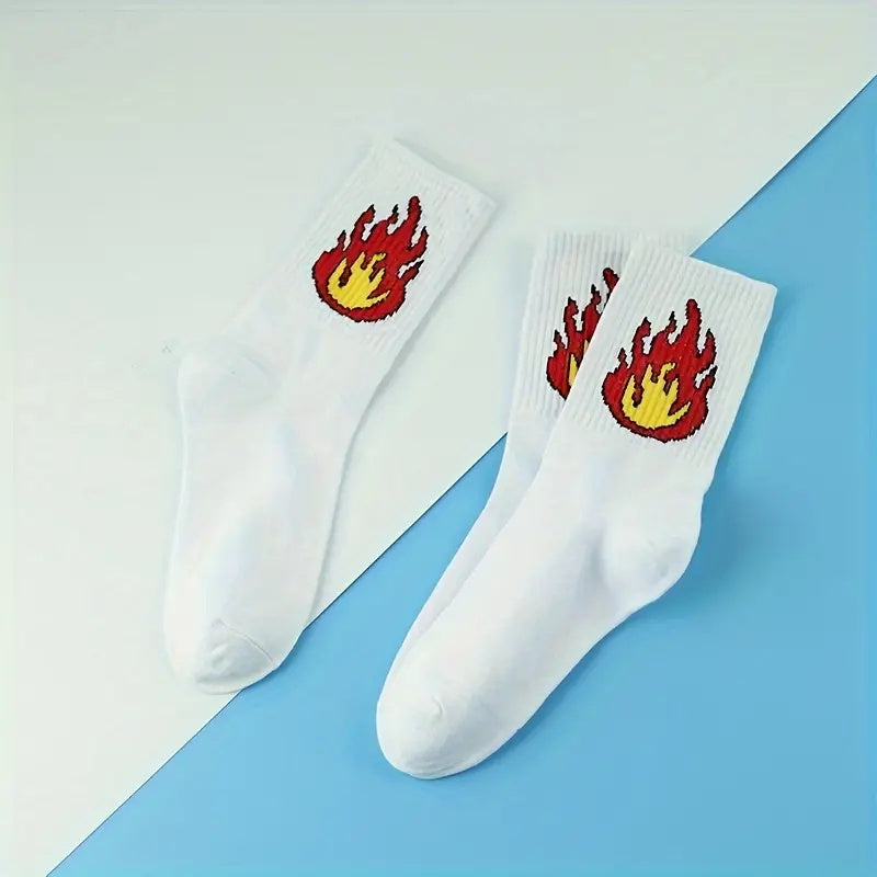 Flame Printed Running Sports Socks Quarter Socks