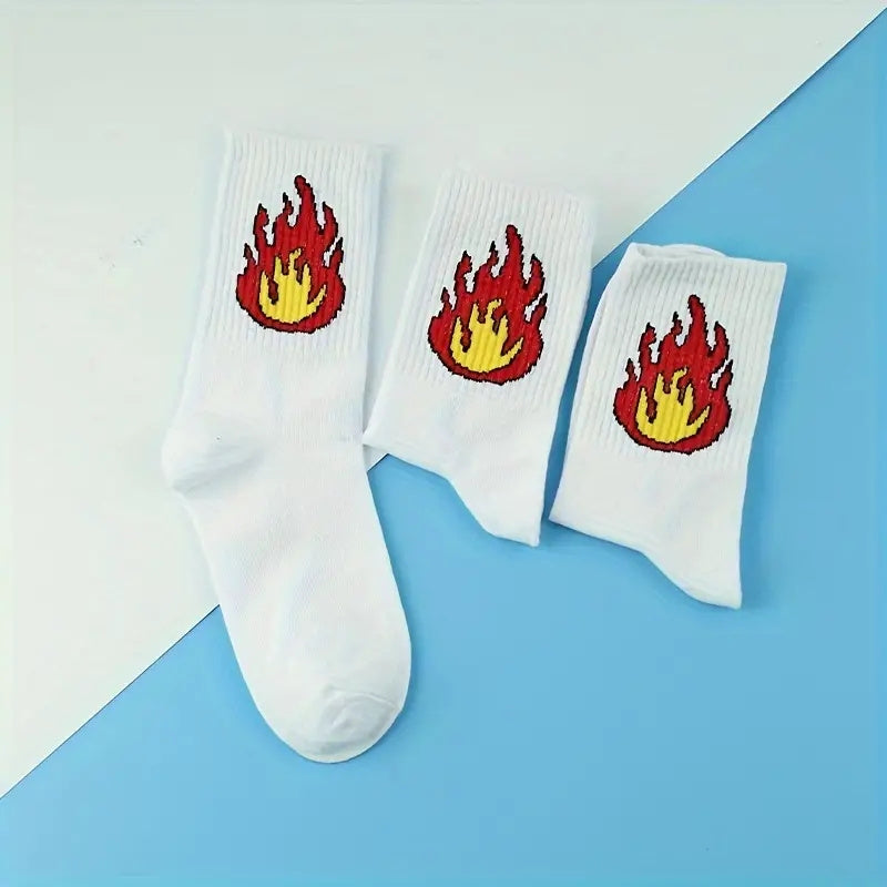 Flame Printed Running Sports Socks Quarter Socks
