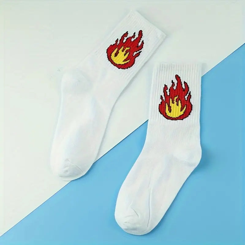 Flame Printed Running Sports Socks Quarter Socks