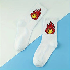 Flame Printed Running Sports Socks Quarter Socks