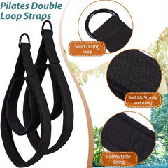 2pcs Yoga Pilates Double Ring Strap Fitness Pulling Connected Strap