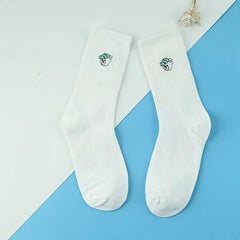 Cartoon Embroidery Cotton Socks Spring Summer Crew Socks