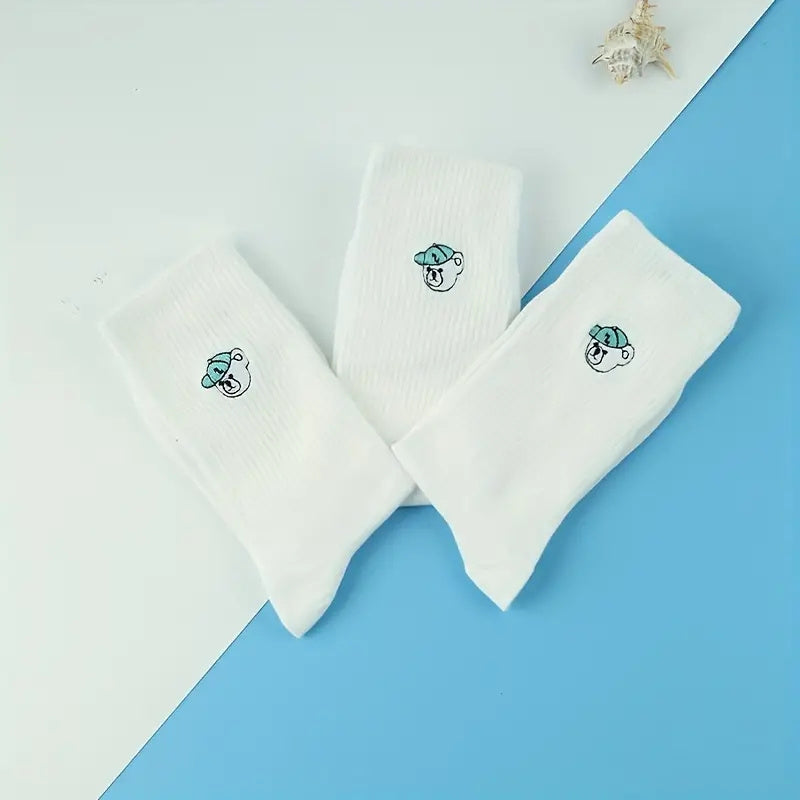 Cartoon Embroidery Cotton Socks Spring Summer Crew Socks