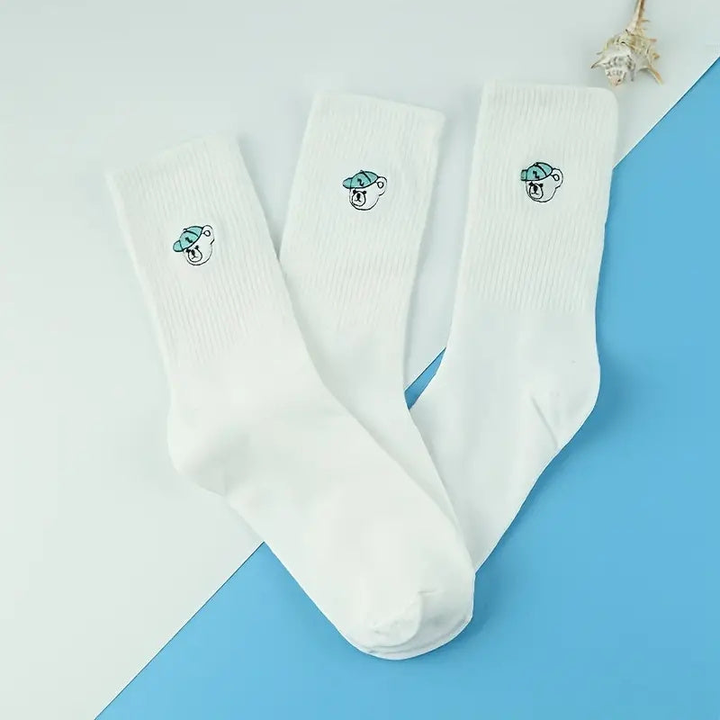 Cartoon Embroidery Cotton Socks Spring Summer Crew Socks