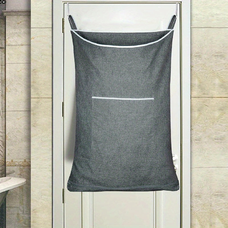 Hanging Laundry Storage Bag with Pocket & Hooks