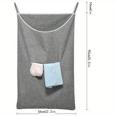 Hanging Laundry Storage Bag with Pocket & Hooks