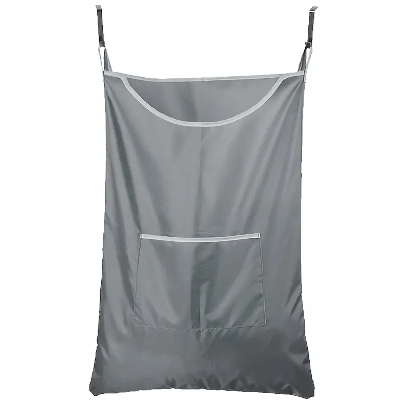 Hanging Laundry Storage Bag with Pocket & Hooks