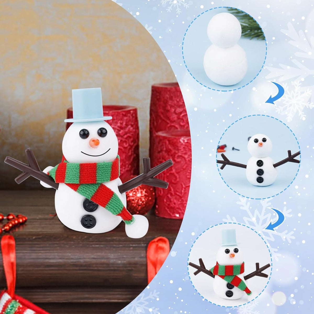 11pcs Build A Snowman Kit Christmas Decorations Snowman Making DIY Kit