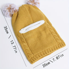 Winter Baby Hat For Boys And Girls Warm Knitted Hat Children's 2 In 1 Hat & Neck