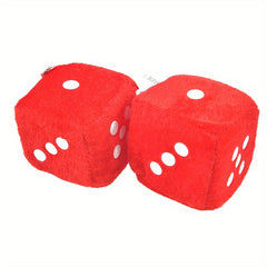 2pcs Plush Dice Toys Car Hanger Squeeze Cube Fluffy Stuffed Car Decoration