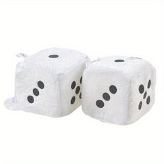2pcs Plush Dice Toys Car Hanger Squeeze Cube Fluffy Stuffed Car Decoration