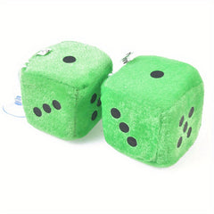 2pcs Plush Dice Toys Car Hanger Squeeze Cube Fluffy Stuffed Car Decoration