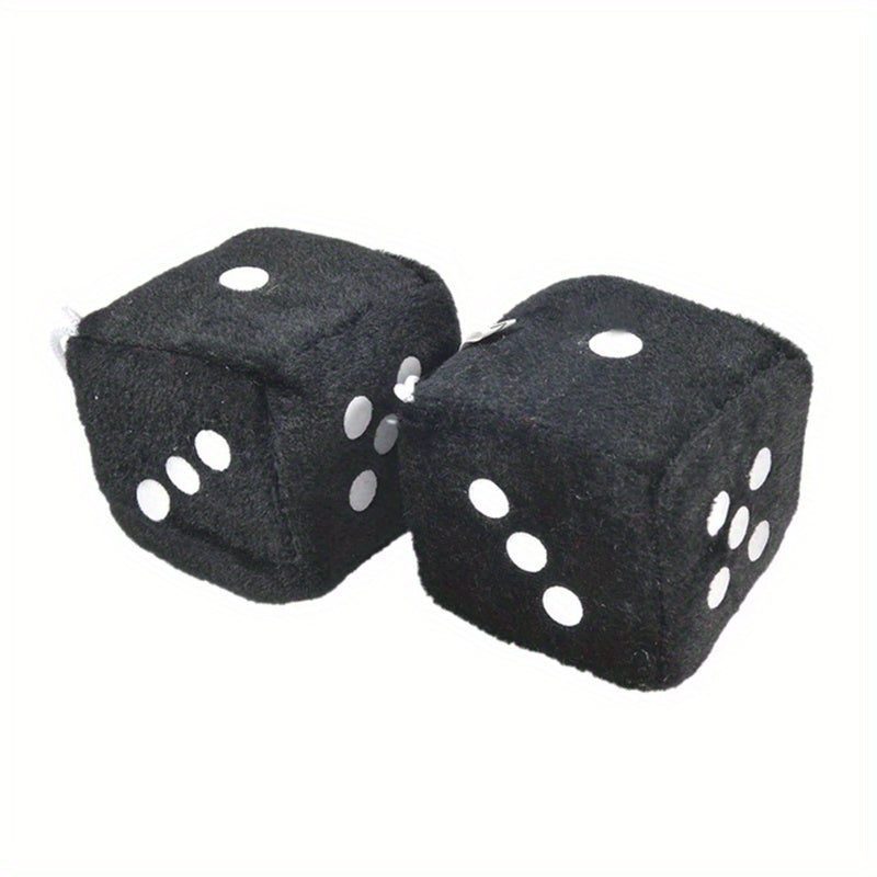 2pcs Plush Dice Toys Car Hanger Squeeze Cube Fluffy Stuffed Car Decoration